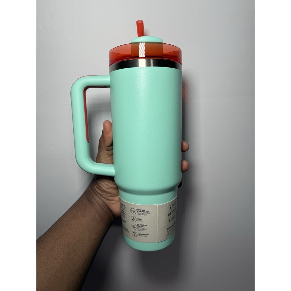 Stanley X Moolah Kicks Turquoise + Pink Orange 30oz Quencher Tumbler Set BNWT - Picture 5 of 14